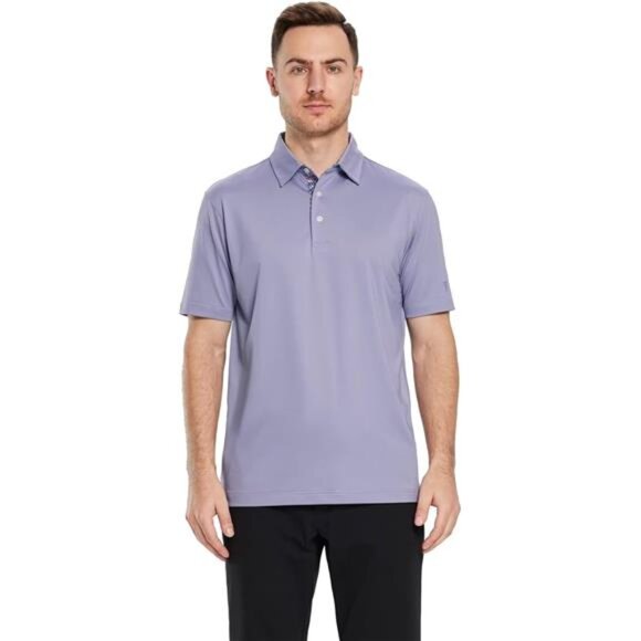 Mens Polo Short and Long Sleeve Casual Solid Stylish Dry Fit Performance T-shirt - Picture 2 of 5